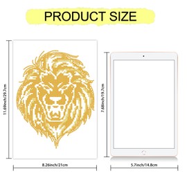 MAYJOYDIY Rhinestone Iron-On Transfer Patch - Majestic Lion Crystal Design for Jackets, Bags & Apparel Decor (11.7x8.3 Inch)