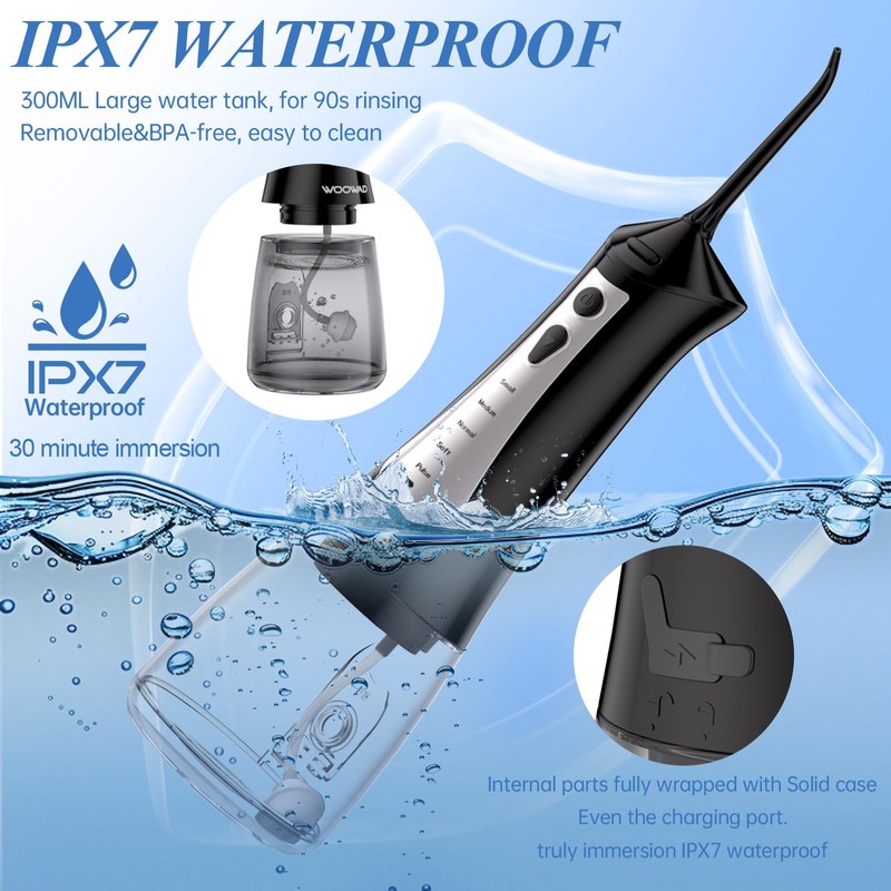 LQIAD Water Flosser Cordless, Portable Oral Irrigator for Teeth