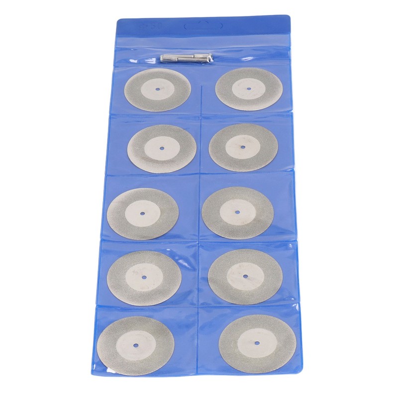 10PCS Thin Diamond Cutting Disc with Rod Round Grinding Sanding