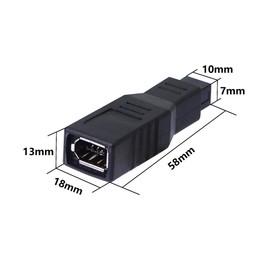 CERRXIAN IEEE 1394 Type FireWire 400 to 800 6 Pin Female to 9 Pin Male FW 800 Male Adapter (Pack of 2)