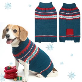 BINGPET Christmas Dog Sweaters for Winter,Turtleneck Classic Knit Dog Sweaters for Small Medium Large Dogs,Nblue Knitted Holiday Sweaters for Outdoors Playing,Warm Puppy Dog Cat Clothes,S