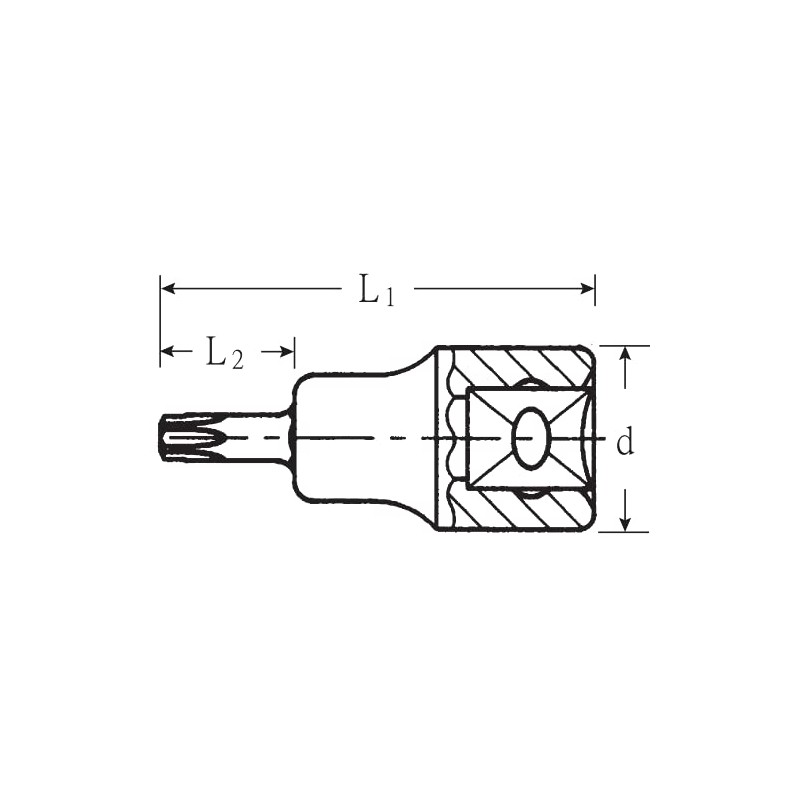 Stahlwille 49TX-T25 Screwdriver Socket, 4.4mm Diameter, 3/8" Drive, 49mm Length,