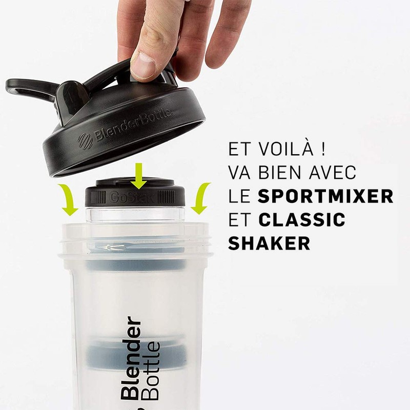 BlenderBottle GoStak Twist n' Lock Storage Jars, 40cc 4-Pak, Black