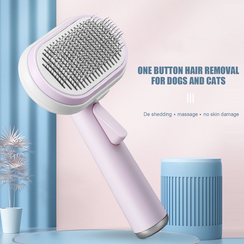 5 in 1 Pet Slicker Brush One Button Hair Removal
