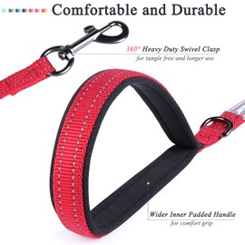Vivaglory Dog Lead with Comfortable Padded Handle, Reflective on Both Sides, Dog Lead for Training and Walks, Strong Rip-Resistant Nylon Dog Lead for Medium and Large Dogs