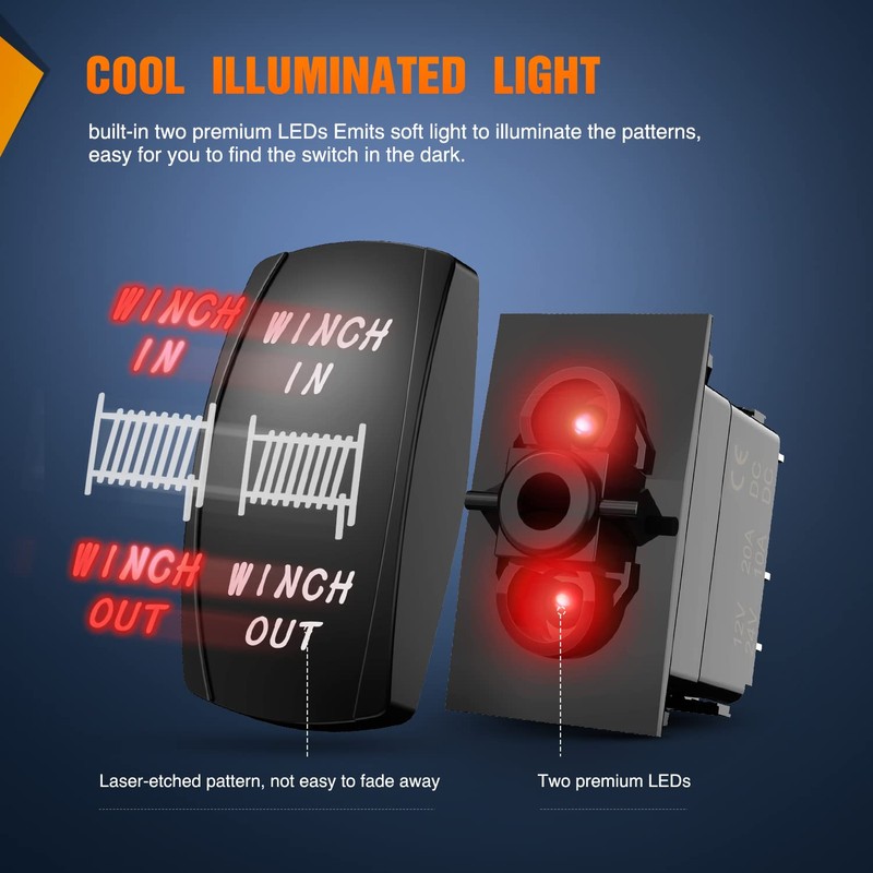 Nilight Winch Rocker Switch Momentary Toggle Switch ON Off ON