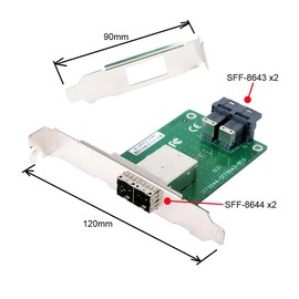 chenyang Dual Ports Mini SAS HD SFF-8644 to Internal SAS HD SFF-8643 PCBA Female Adapter with Low Profile Bracket