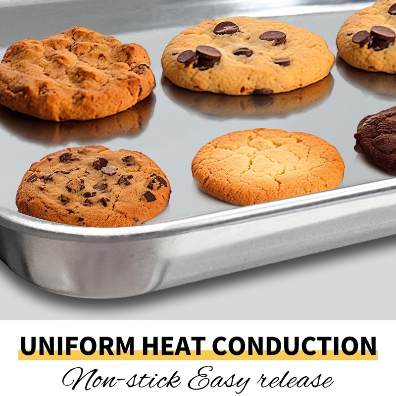 Commercial Quality Baking Sheet Pan Set, Natural Stainless Steel Cookie
