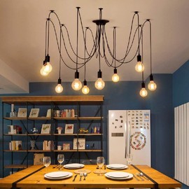 Lrpiyvo Spider Lights Pendant Lighting Ceiling Chandelier, E27 Vintage Ceiling Lights Industrial Light Fitting, 3/5/7/8/10 Heads Chandelier