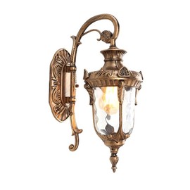 Vintage Outdoor Wall Light Fixtures European Exterior Wall Lantern, IP65 Waterproof Farmhouse Wall Sconce Porch Lights, Hammered Glass Shade Wall Lamps for House Garage Porch ( Color : Bronze )