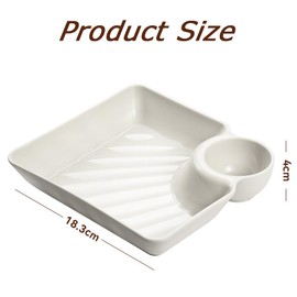 8 Pack Chip and Dip Serving Platter,Sushi Plates with Sauce Section,Square Dumpling Plate,Large Plastic Divided,for Sushi,Fried Chicken,French Fries