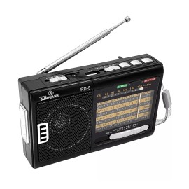 Sunflash Black Bluetooth AM/FM/SW 9CH Radio W/ Flashlight USB/TF MP3 Portable Speaker