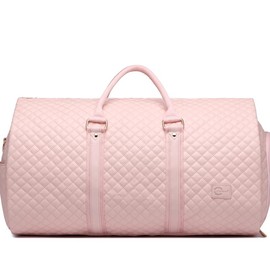 Classic TravelHer Convertible Carry on Garment Bag Leather Garment Bags for Travel with Shoe Pouch - Colour: Pink-Gezi