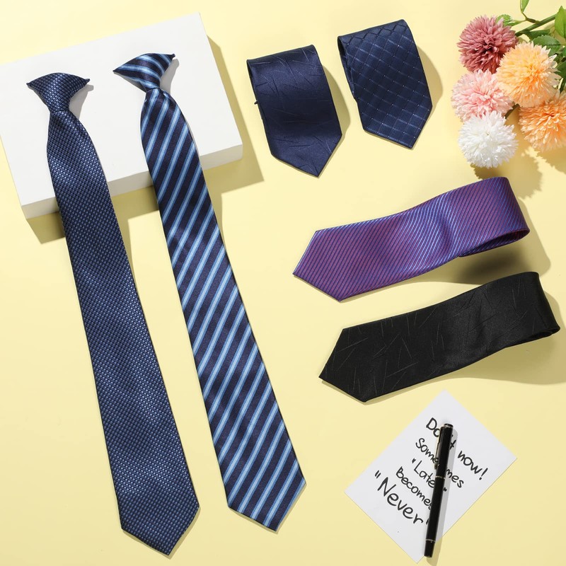 Janmercy 6 Pcs Clip on Tie for Men Clip on