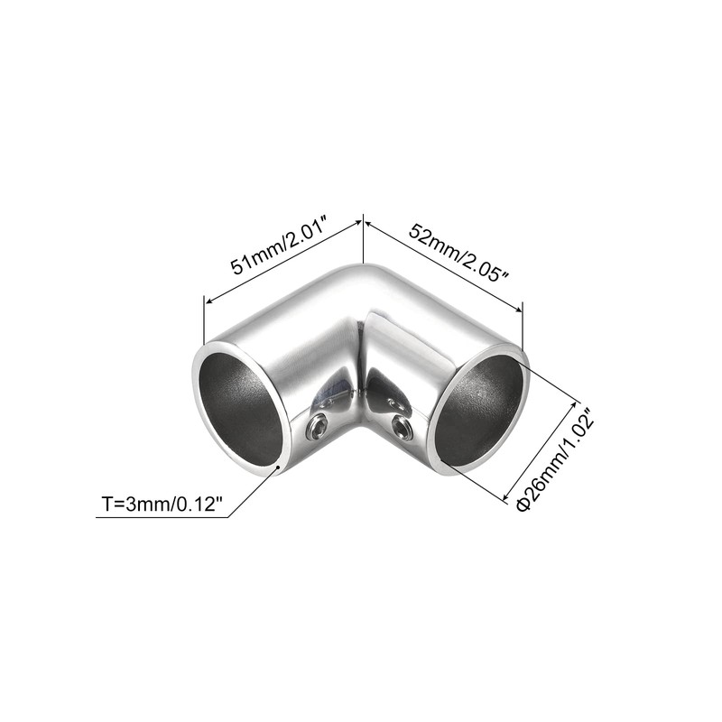 sourcing map Rail Elbow Fitting 90 Degree 2-Way 316 Stainless
