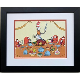 Dr. Seuss Cat in the Hat Thanksgiving Dinner NEW FRAMED ART