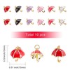 LiQunSweet 10 Pcs Random Colored Tiny Umbrella Charm Golden Plated