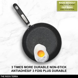 Starfrit The Rock Terra 30cm (12'') Ceramic Non-Stick Deep Fry Pan with Lid - Thick Aluminum Base - PFAS Free - Easy to Clean - Black Marble