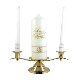 Gold Toned Unity Candle Holder for Wedding Ceremony, 12 Inch
