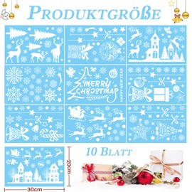Christmas Window Decoration, 10 Sheets 3D Reusable and Removable Window Film, PVC Snowflakes Window Decoration, Party Decorations Create Atmosphere