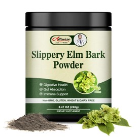 Alliwise Slippery Elm Bark Powder 240g,Pure Slippery Elm Powder Natural Herbal Supplement Supports Intestinal Mucous,Helps Soothe The Throat and Coughing, Non-GMO, Gluten Free, Vegetarian Friendly