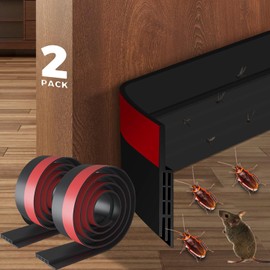 AIMIXUN 2 PCS Door Draft Stopper, Under Door Seal for Exterior/Interior Doors, Bottom of Door Seal, Door Soundproofing Strip and Weather Stripping Guard Cold Air Insulation, 2" W x 39" L (Black)