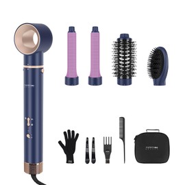 5-in-1 Airstyler & Lockenstab, PARWIN PRO BEAUTY Ionen Föhn Stylingbürsten, 5 Aufsätze Rundbürstenföhn Set, Ionen Pflege, Frizz-Reduzierung, Zum Stylen, Volumisieren, Locken und Glätten, Blau