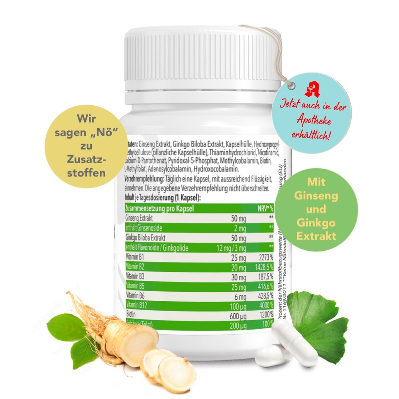 Zelltuning NeuroZell Active Vitamin B Complex with Gingko and Ginseng