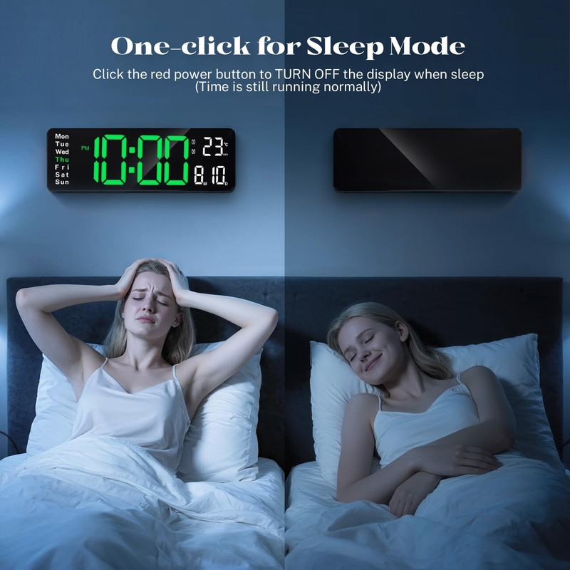 Brauthon Digital Clock Large Display, 16" Digital Wall Clocks for