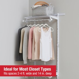 Rubbermaid Configurations Custom Closet Kit 2-4 Ft. Adjustable Metal Wire Shelving White Finish Expandable Organization System Hardware Included for Home Closet/Pantry/Laundry/Mudroom