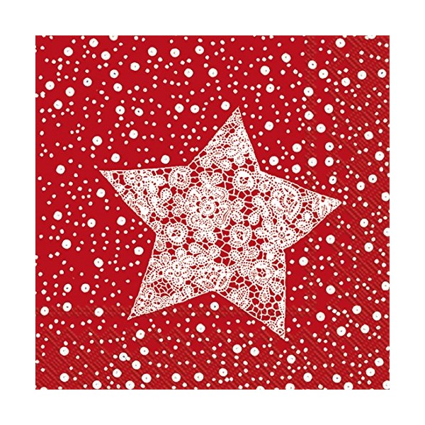 Ideal Home Range 20-Count Christmas Lace Paper Cocktail Napkins, Red