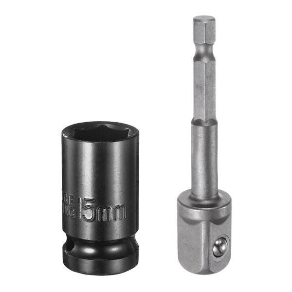 HARFINGTON Deep 6-Point Impact Socket 1/2" Drive 15mm Metric Socket