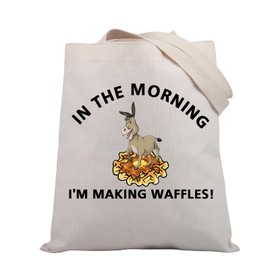 PLITI Funny Musical Inspired Tote Bag Monster And Donkey Fans Gift In The Morning I'm Making Waffles Lover Gift (morning waffles TGU)