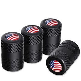 CKAuto USA Flag Valve Stem Caps - Durable Aluminum Tire Covers