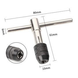 YFFSFDC Screw Torsion Tap Drill Tap Set M3 M4 M5 M6 M8 Tap Drill T Shape Handle Adjustable Drilling for Hand Tapping Work Set of 6