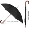 totes Auto Open Wooden Handle J Stick Umbrella, Black