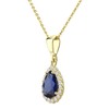 Old English Jewellers 9ct Yellow Gold Sapphire Teardrop Pendant Necklace