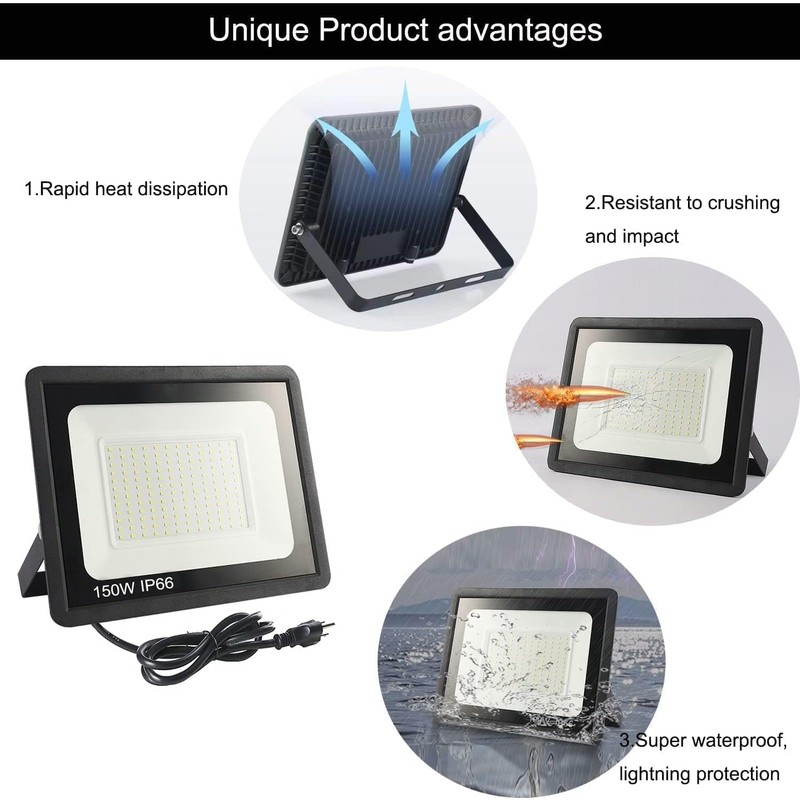 2Pack LED Flood Light Outdoor,150W LED Work Light 15500lm with