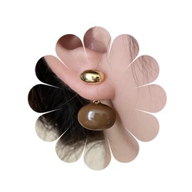 Boho Gold Oval Stud Dangle Earrings Brown Ball Drop Earrings Coffee Round Huggie Eardrop Earrings Fashion Statement Earrings Jewelry For Women And Girls