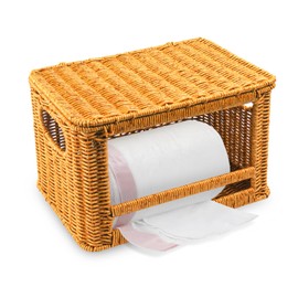 Bmrewax Large Trash Bag Holder Dispenser, Rattan Garbage Bag Dispenser Roll Holder, Kitchen Trash Storage Organizer for Under Sink