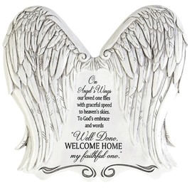 Dicksons Angel's Wings Bereavement White 7.5 x 7.5 Resin Outdoor Decorative Stepping Stone