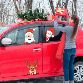 Yewfold Christmas Car Decoration Decal Stickers,Cute Santa Car Window Stickers Decals for Christmas Car Decor Accessories