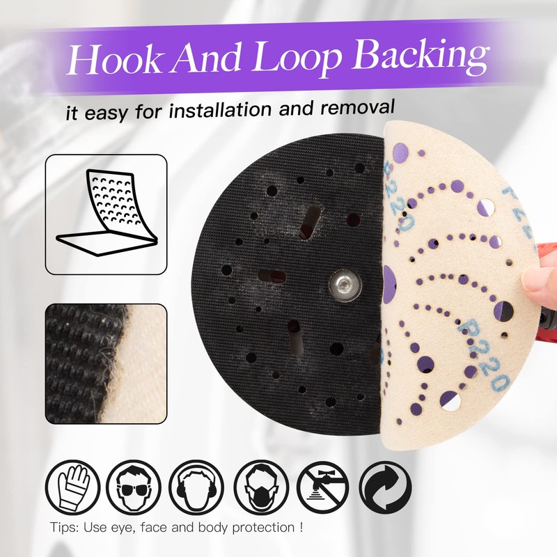 150mm Sanding Discs 50PCS Clean Sanding Discs, 40 Grit Multi-Hole