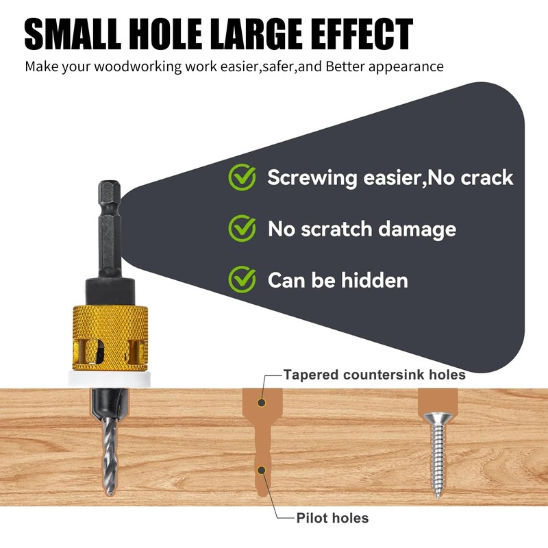6PCS Countersink Drill Bit Set: Four Flute Countersink with Four