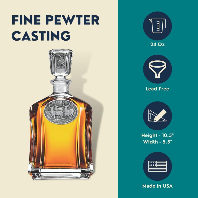 Heritage Pewter Whitetail Deer Capitol Decanter | 24 OZ Whiskey