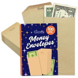 Decorably 100 Pack Kraft Small Money Envelopes for Cash Saving, 3.5x6.5in Small Cash Envelopes for Money, Coins, Gift, Trinkets