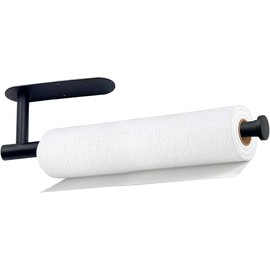 Paper Towel Holders, Self Adhesive or Drilling Paper Towel Holder Under Cabinet, Stainless Steel Black Paper Towel Holder Wall Mount for Kitchen, Bathroom, Sink, Pantry, Fridge
