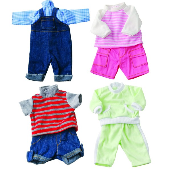 Constructive Playthings-GAN-61 Washable Clothing for 12-14 Inch Baby Dolls, Set of 4 Outfits