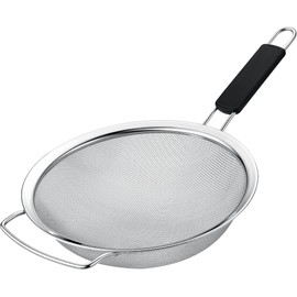 Kafoor 9" Large Fine Mesh Strainer with Thermo Plastic Rubber Handle - Sieve Fine Mesh Stainless Steel - Ideal Kitchen Essential to Strain Pasta, Quinoa and Rice