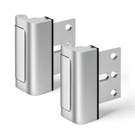Home Security Door Lock, Fcicarn Childproof Door Reinforcement Lock with 8 Screws, 3 Inch Stop Withstand 800 lbs for Inward Swinging Door, Upgrade Night Lock to Defend Your Home (2-Pack,Silver)